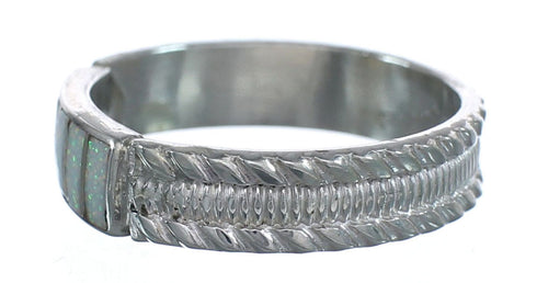 Navajo Authentic Sterling Silver Opal Band Ring Size 5-3/4 AX121979